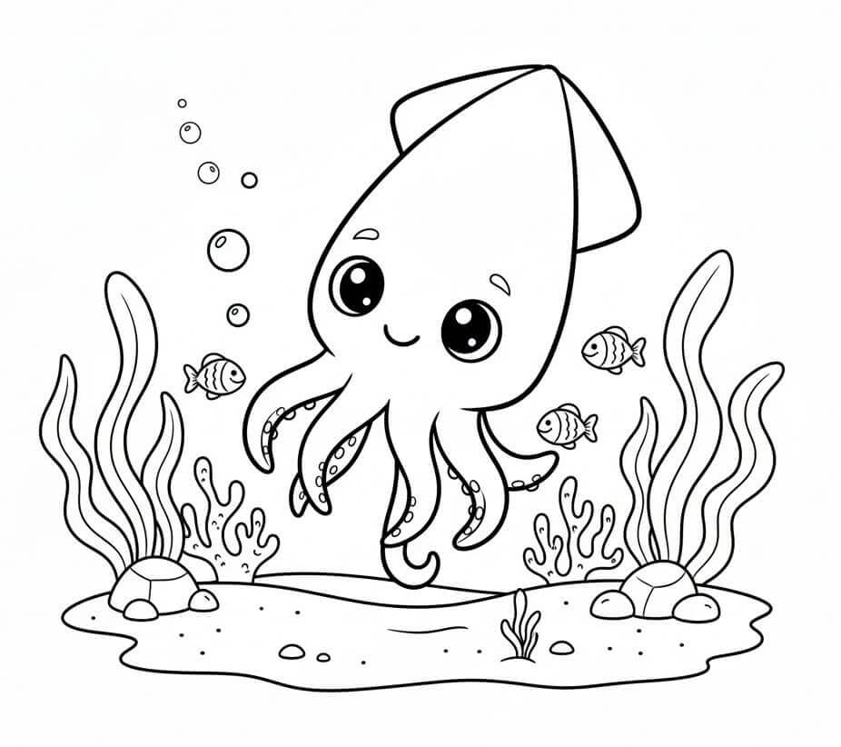 Mutlu Kalamar Boyama Sayfası