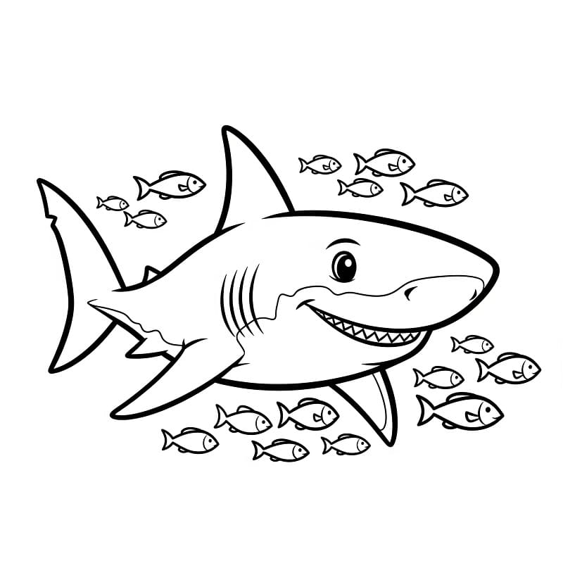 Mutlu Köpekbalığı Boyama Sayfası