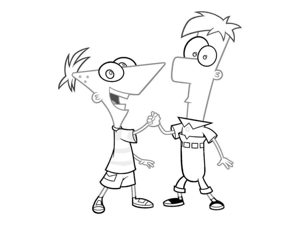 Mutlu Phineas ve Ferb Boyama Sayfası