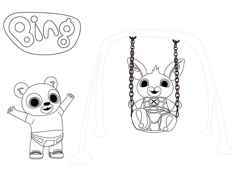 Pando ve Bing Tavşan Boyama Sayfası