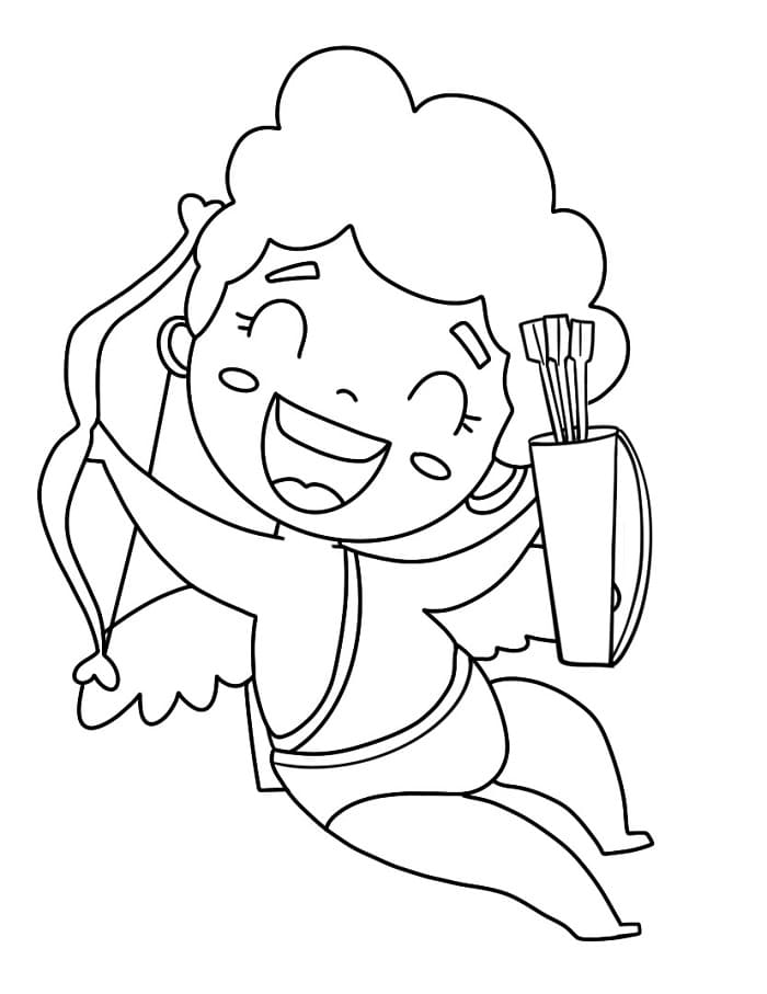 Sevimli Aşk Tanrısı Bebek Boyama Sayfası