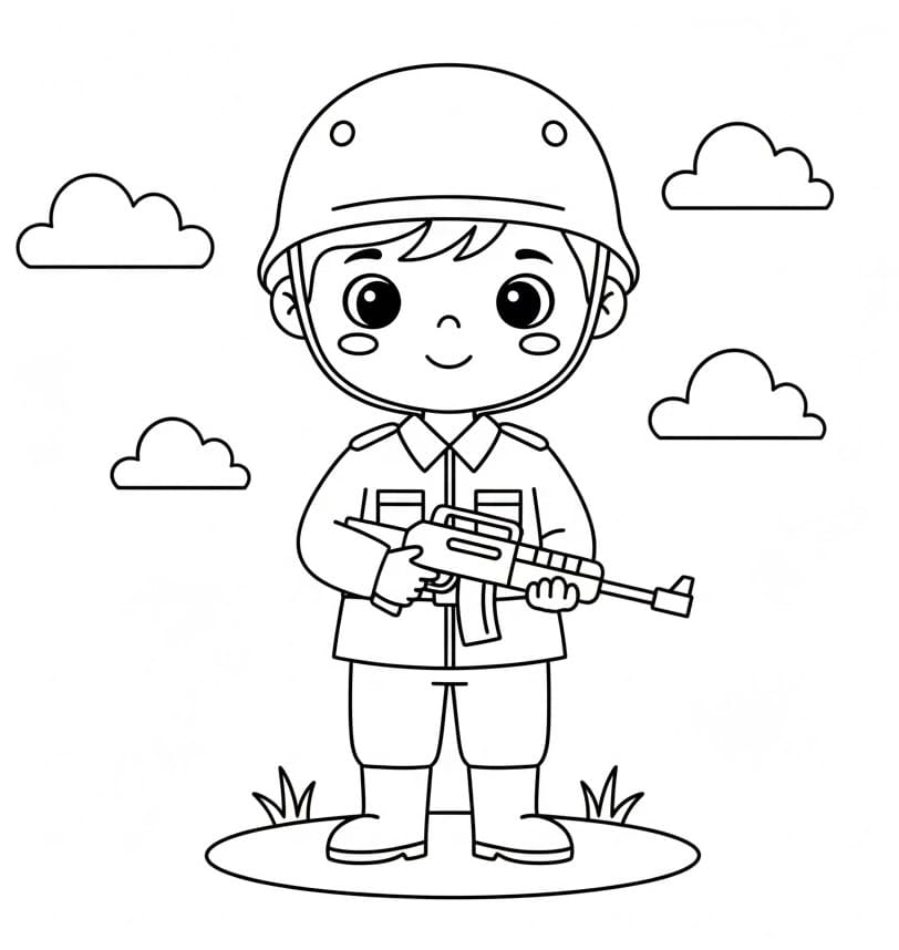 Sevimli Asker Boyama Sayfası