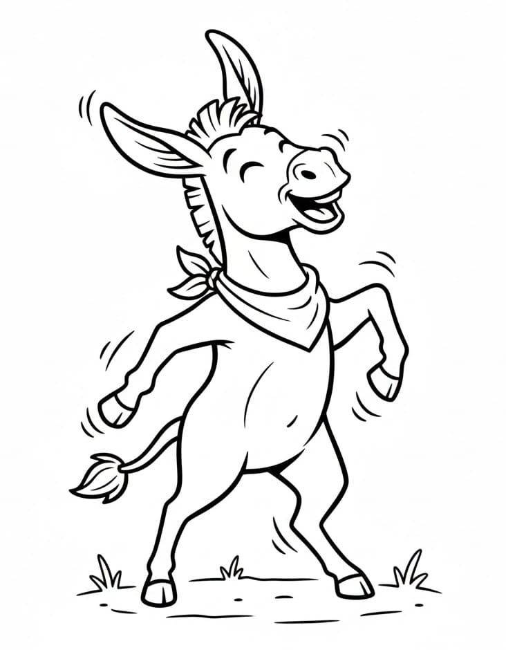 Sevimli Eşek Boyama Sayfası