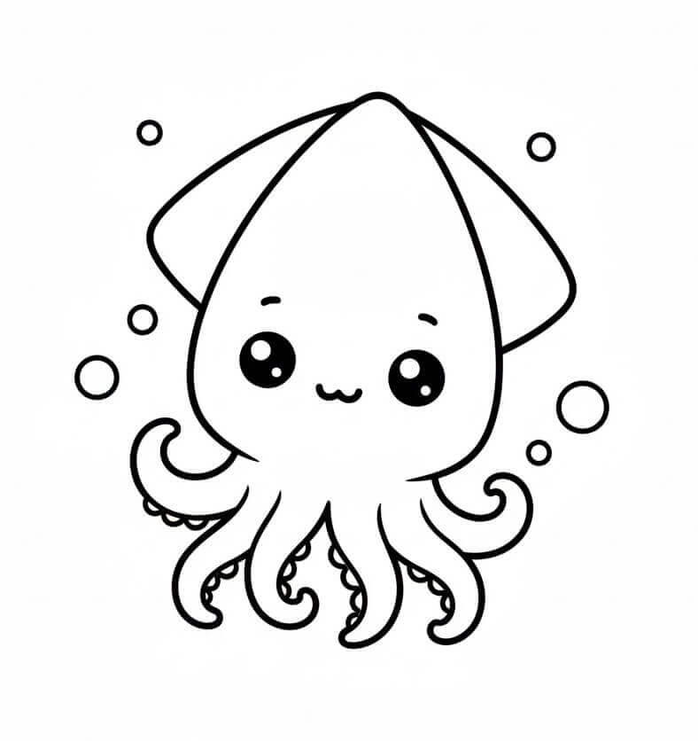 Sevimli Kalamar Boyama Sayfası