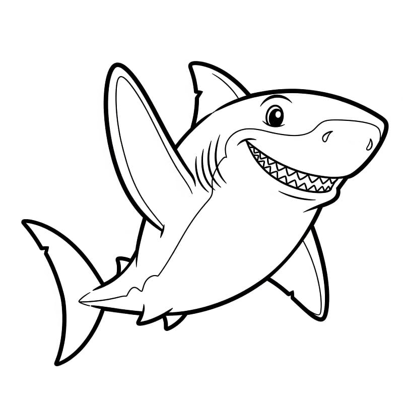 Sevimli Köpekbalığı Boyama Sayfası