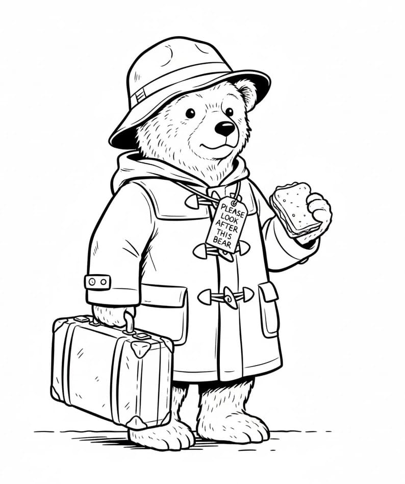Sevimli Paddington Boyama Sayfası