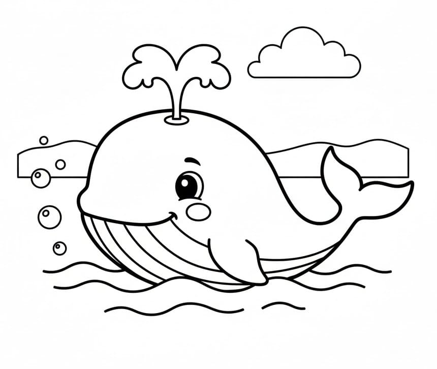 Şirin Balina Boyama Sayfası