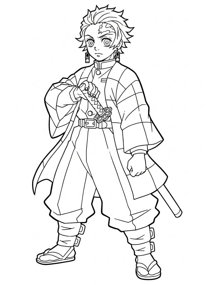 Tanjiro 2 Yaş Çocuklar İçin Boyama Sayfası