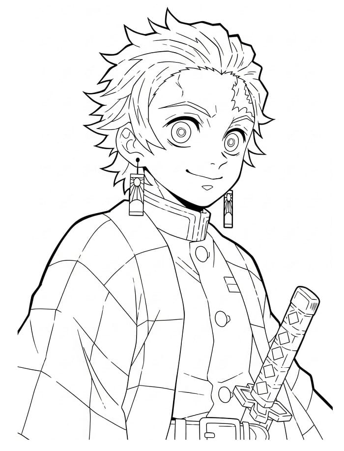 Tanjiro 3 Yaş Çocuklar İçin Boyama Sayfası