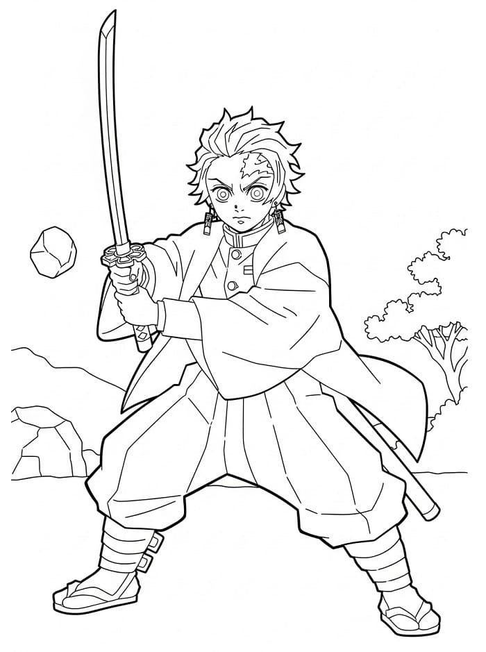 Tanjiro 5 Yaş Çocuklar İçin Boyama Sayfası