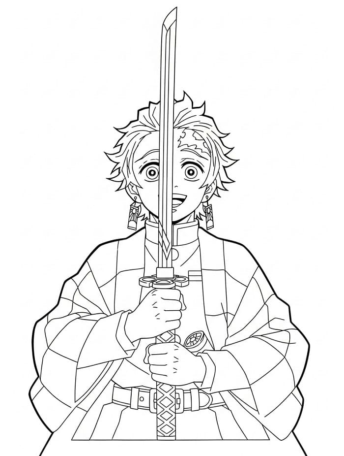 Tanjiro 6 Yaş Çocuklar İçin Boyama Sayfası