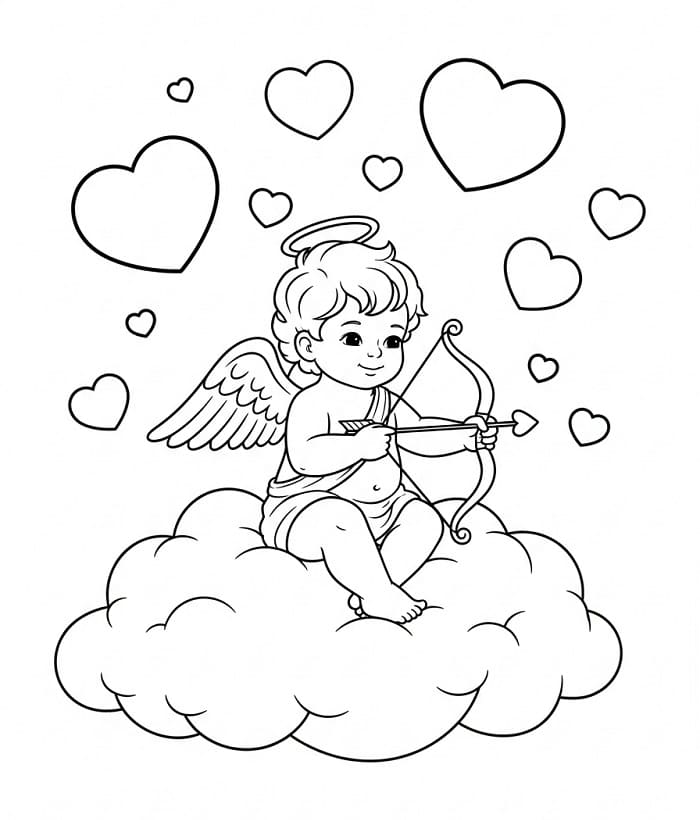 Uçan Aşk Tanrısı Boyama Sayfası