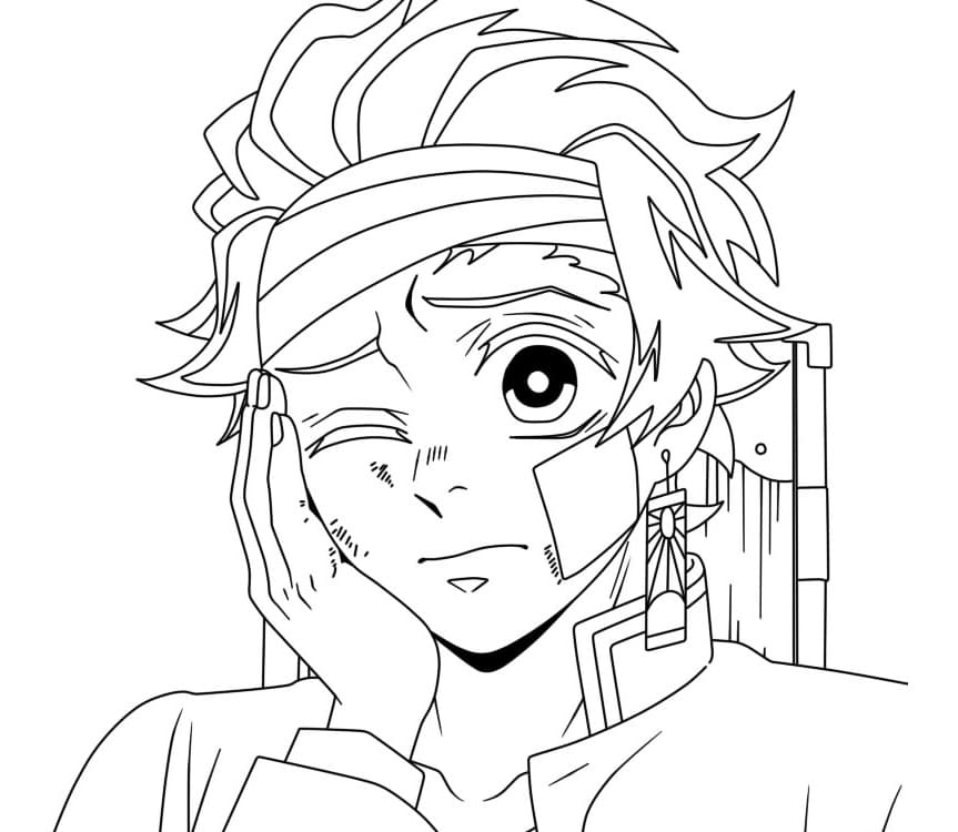 Ücretsiz Tanjiro Yazdırılabilir Boyama Sayfası