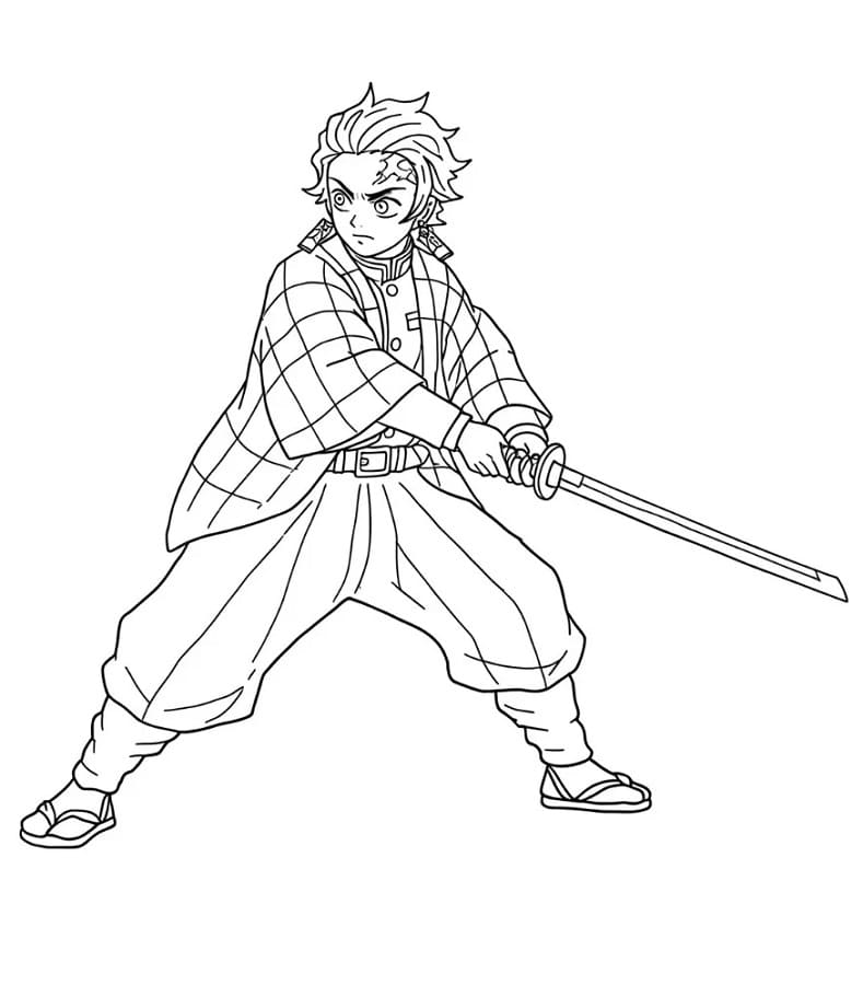 Ücretsiz Tanjiro Boyama Sayfası