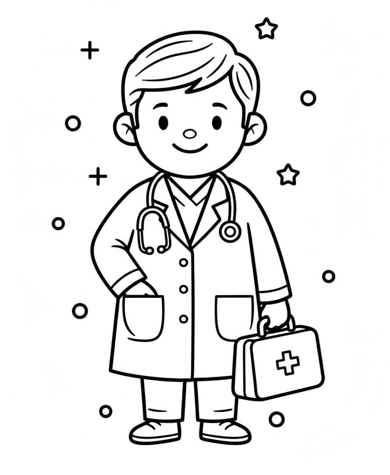 Yazdırılabilir Doktor Çocuklar İçin Boyama Sayfası