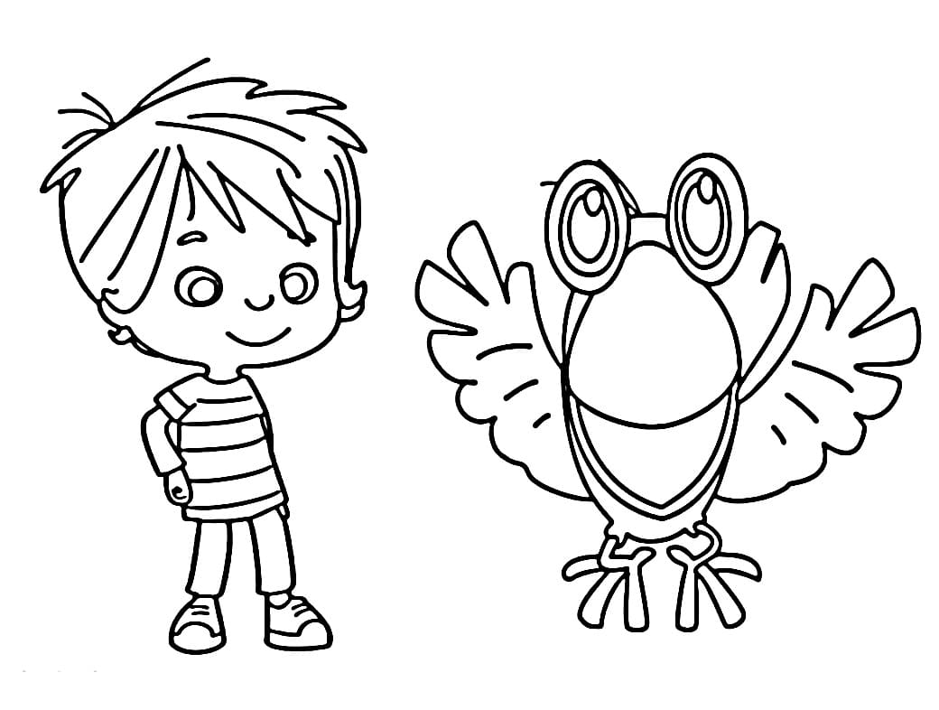 Yazdırılabilir Ege ile Gaga Çocuklar İçin Boyama Sayfası