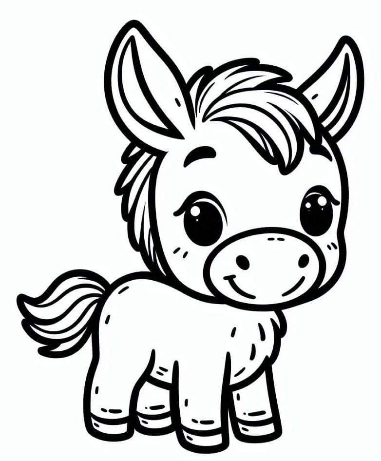 Yazdırılabilir Eşek Çocuklar İçin Boyama Sayfası