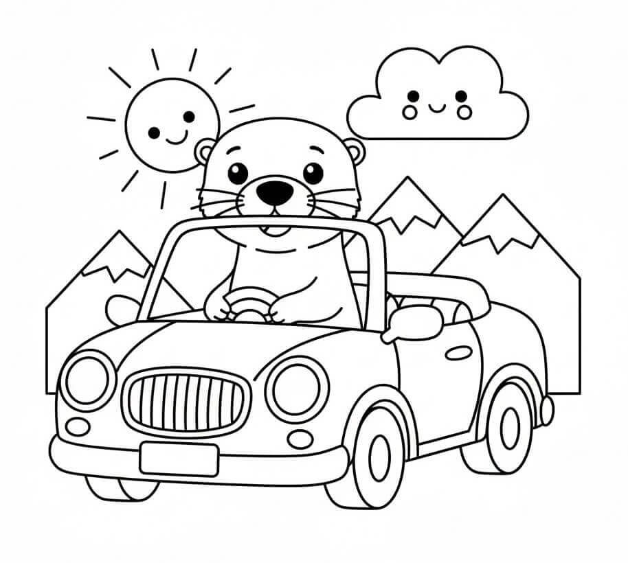 Yazdırılabilir Su Samuru Resim Boyama Sayfası