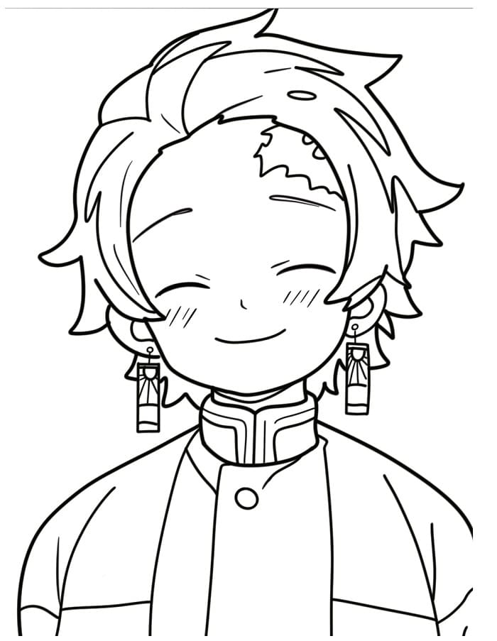 Yazdırılabilir Tanjiro Çocuklar İçin Boyama Sayfası