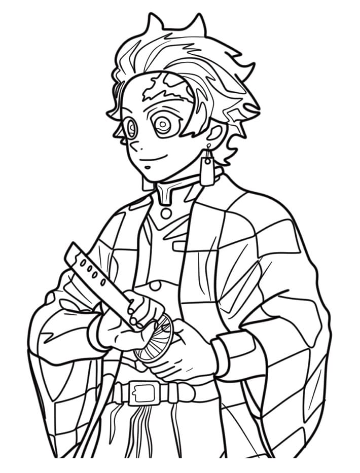 Yazdırılabilir Tanjiro Resim Boyama Sayfası