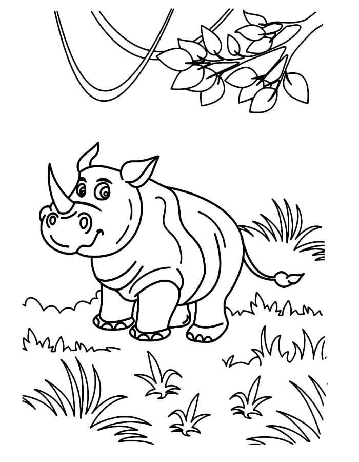 Animasyonlu Gergedan Boyama Sayfası