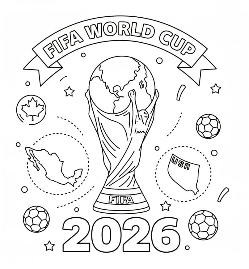 Basit Dünya Kupası 2026 Boyama Sayfası