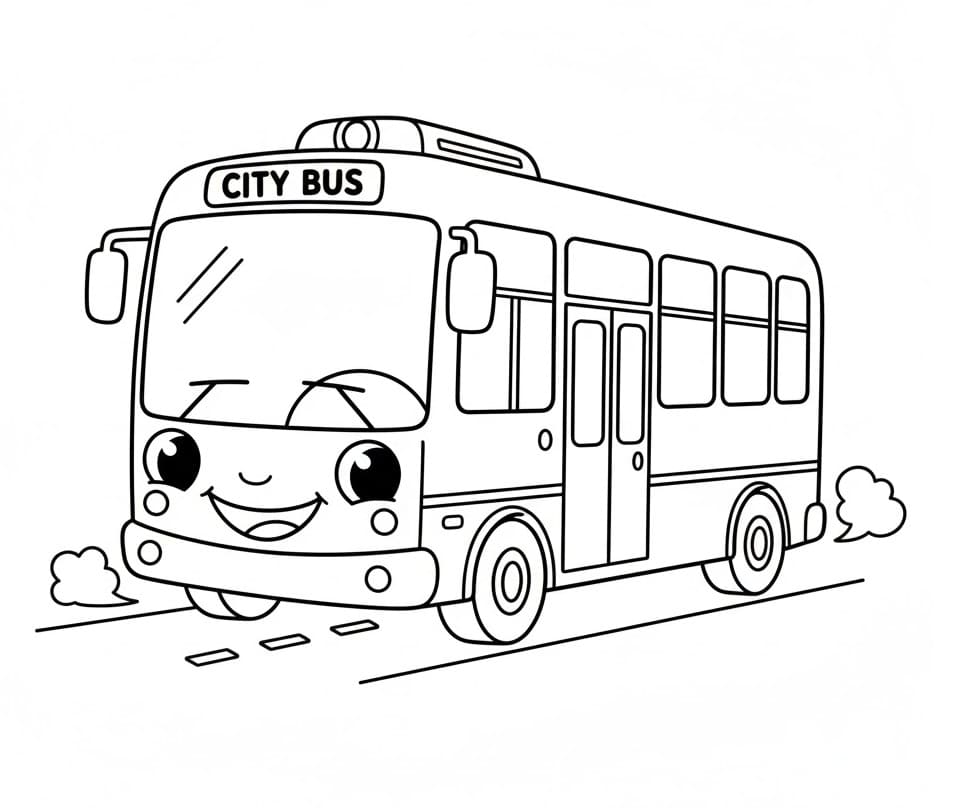 Basit Otobüs Boyama Sayfası