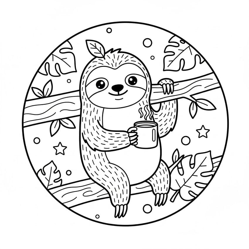 Basit Tembel Hayvan Boyama Sayfası