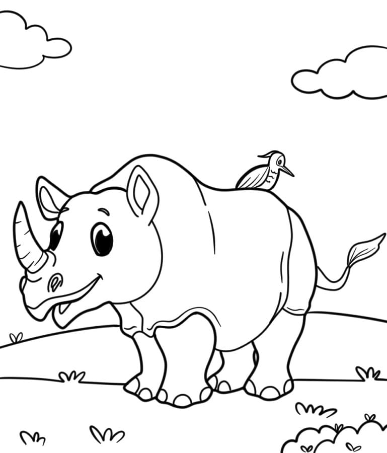 Bedava Çocuklar İçin Gergedan Boyama Sayfası