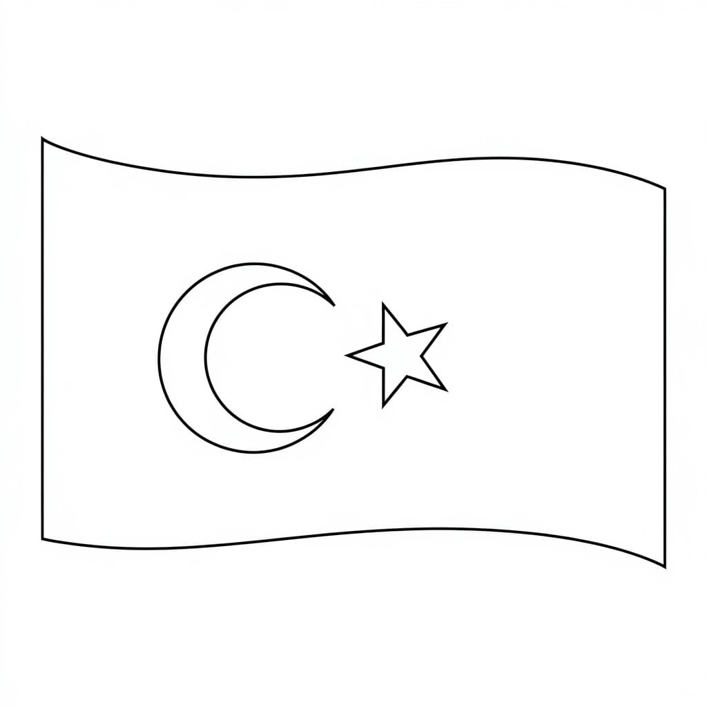 Bedava Çocuklar İçin Türk Bayrağı Boyama Sayfası