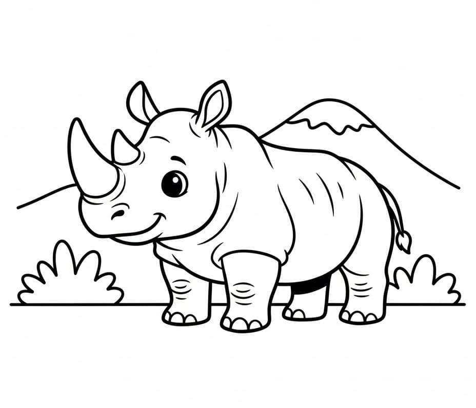 Bedava Gergedan Çocuklar İçin Boyama Sayfası