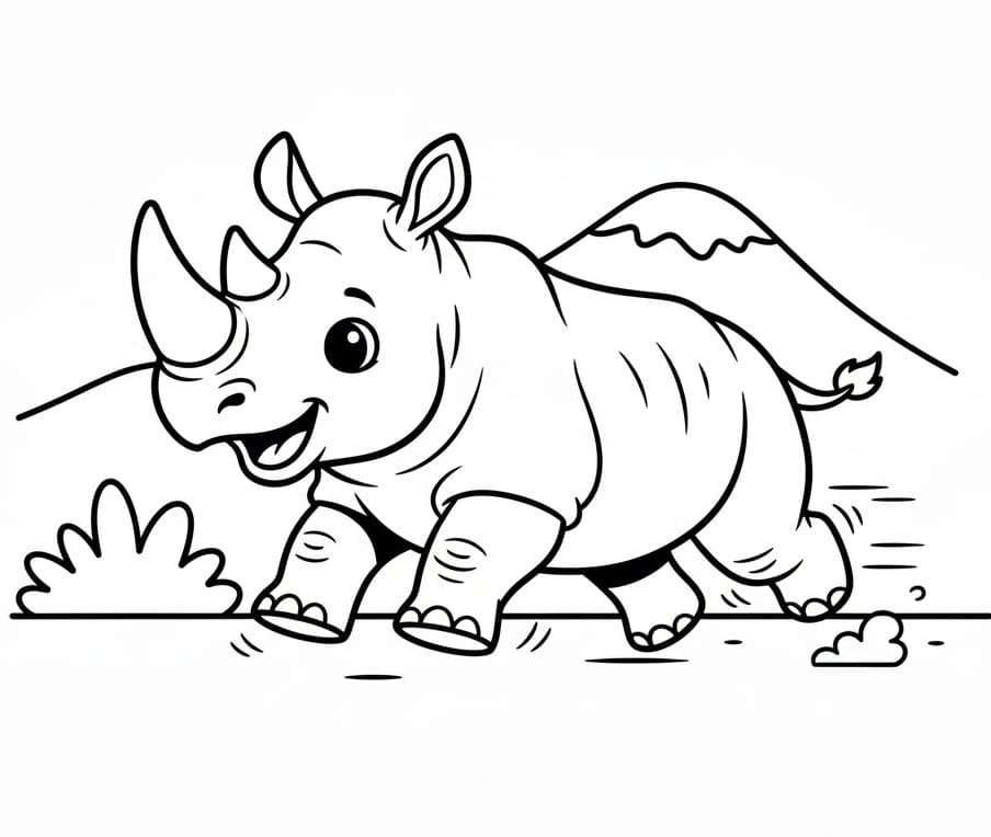 Bedava Gergedan Yazdır Boyama Sayfası