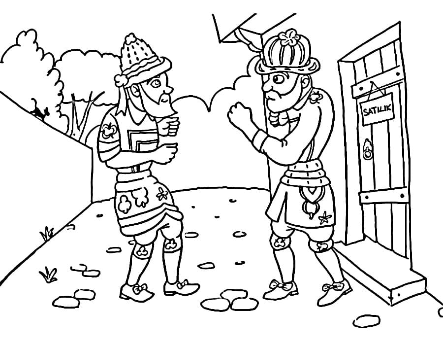 Bedava Karagöz ve Hacivat Yazdırılabilir Boyama Sayfası