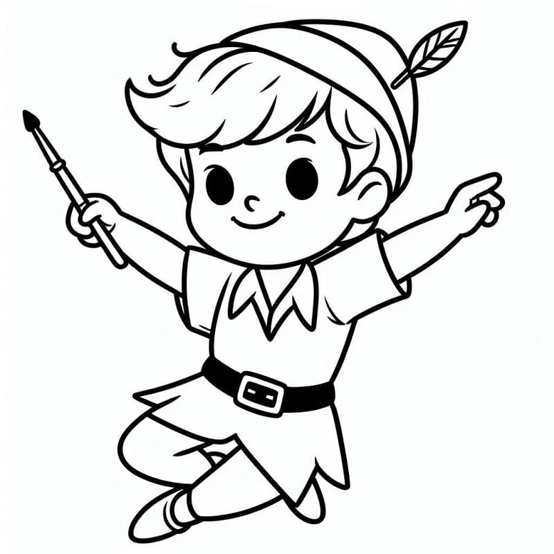 Bedava Peter Pan Yazdır Boyama Sayfası