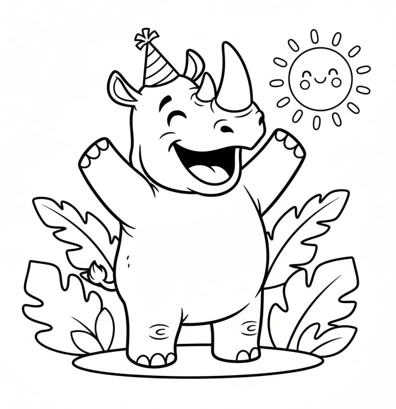 Bedava Yazdırılabilir Gergedan Boyama Sayfası