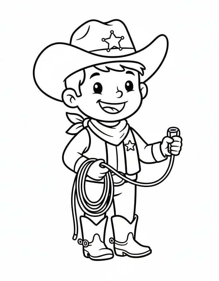 Bedava Yazdırılabilir Kovboy Boyama Sayfası