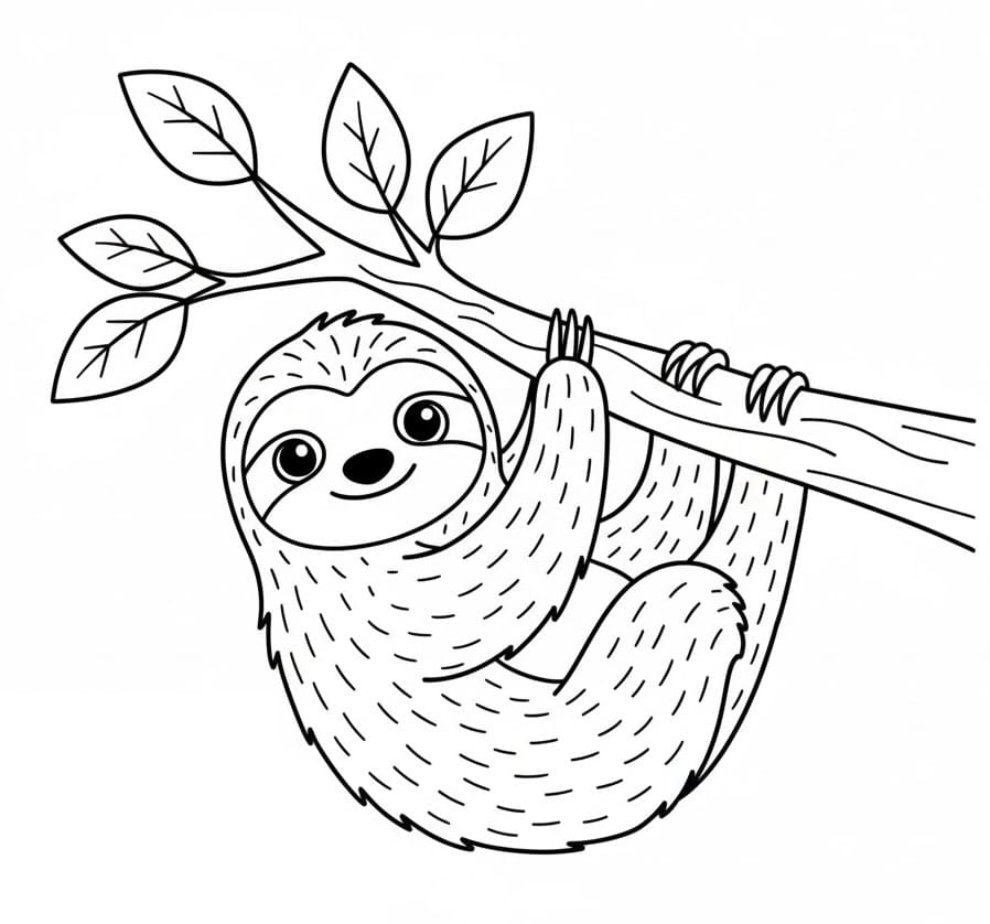 Bedava Yazdırılabilir Tembel Hayvan Boyama Sayfası