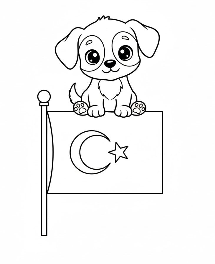 Bedava Yazdırılabilir Türk Bayrağı Boyama Sayfası