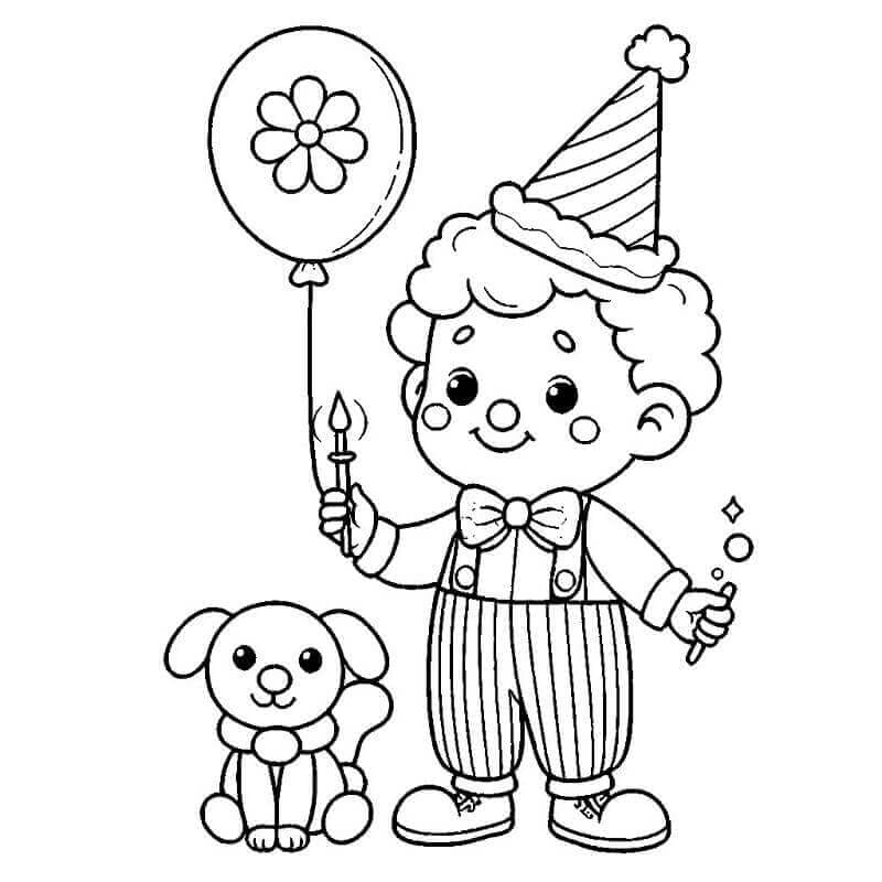 Bir Sevimli Palyaço Boyama Sayfası