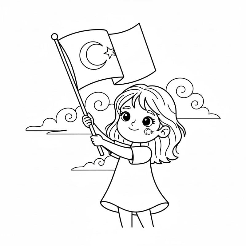 Bir Türk Bayrağı Boyama Sayfası