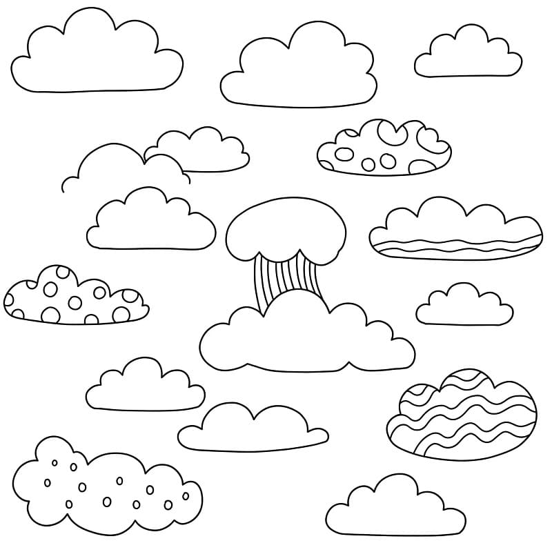 Birçok Bulut Boyama Sayfası