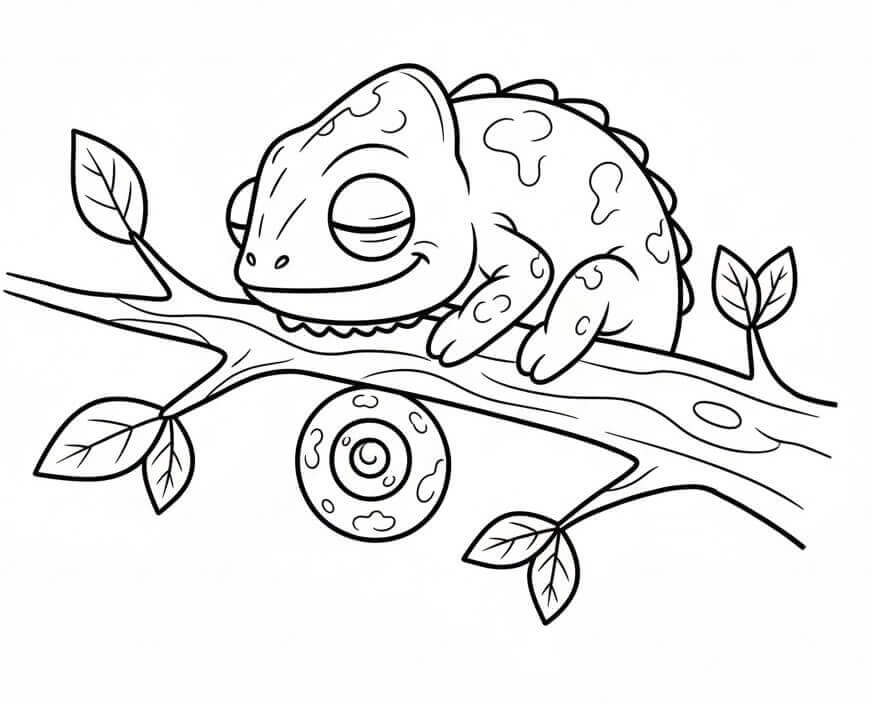 Çizgi Bukalemun Boyama Sayfası