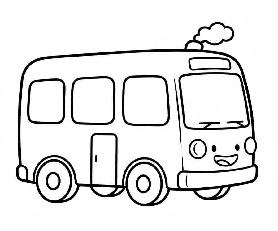 Çizgi Film Otobüsü Boyama Sayfası