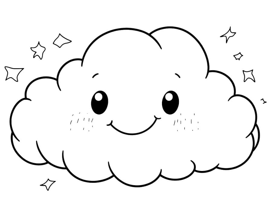 Çizgi Film Tarzı Bulut Boyama Sayfası