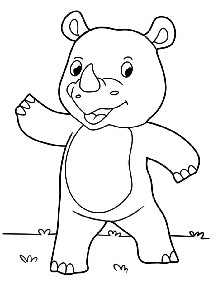 Çocuk Gergedan Yazdırılabilir Boyama Sayfası