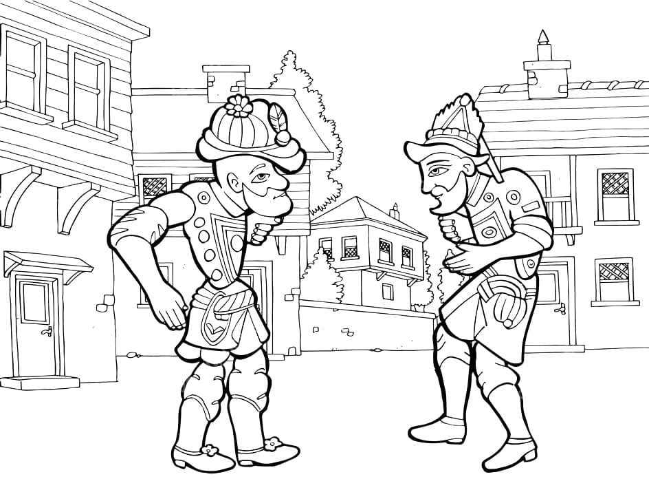 Çocuk Karagöz ve Hacivat Yazdırılabilir Boyama Sayfası