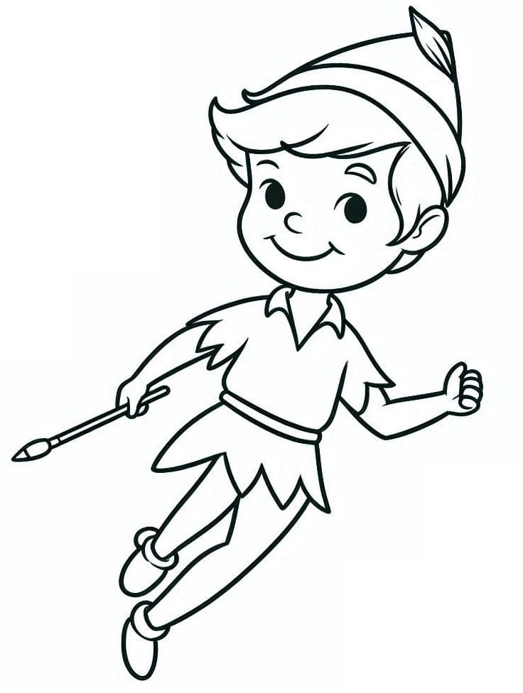 Çocuk Peter Pan Yazdırılabilir Boyama Sayfası