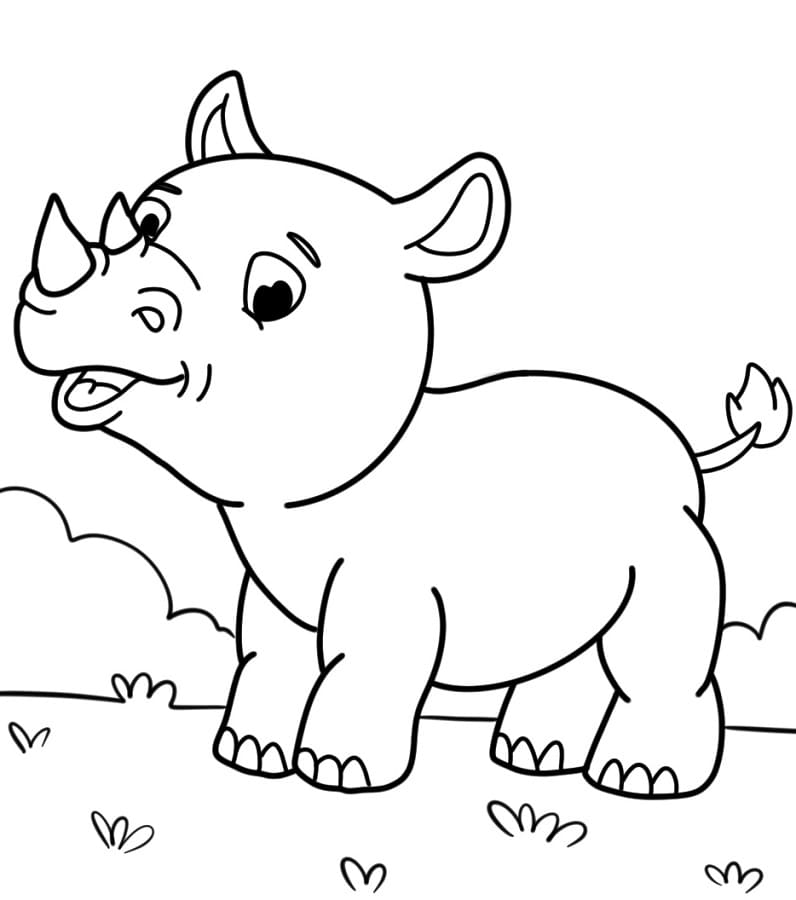 Çocuklar İçin Gergedan Boyama Sayfası