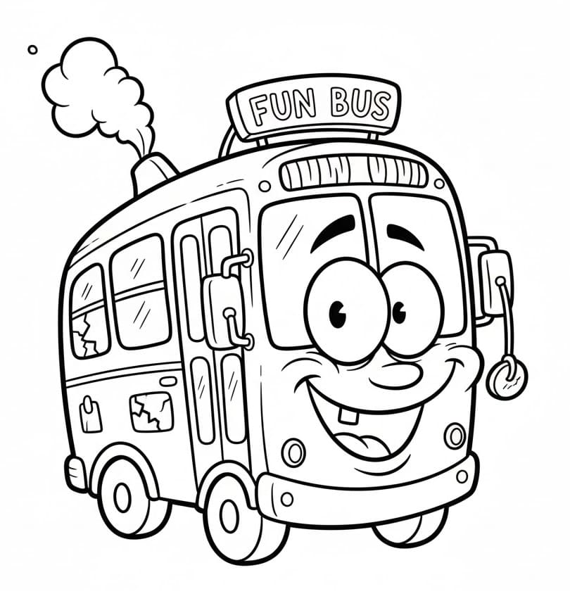Çocuklar İçin Otobüs Boyama Sayfası