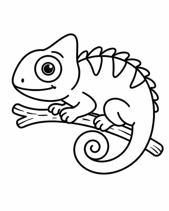 Çok Sevimli Bukalemun Boyama Sayfası